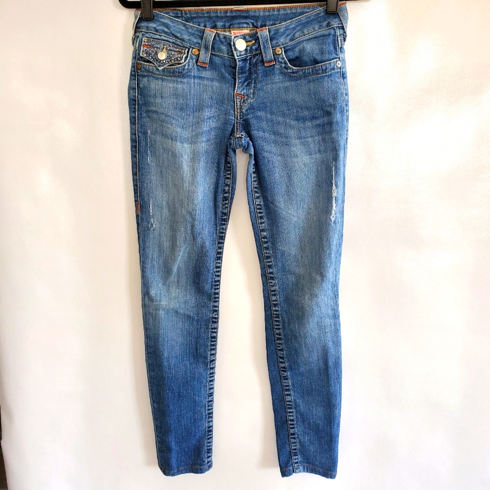 True Religion Women's Jeans RN#112790  Embroidered Flap Pockets Size 28